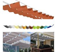 Auvent rétractable - 2,5 x 2,5 m - Rouge rouille - 95 % de protection UV - Résistant à la déchirure et réglable - Pour l'extérieur - Montage facile avec cordes de fixation
