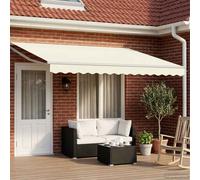 vidaXL Store électrique rétractable, crème et blanc, 5 x 3 m