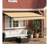 vidaXL Store rétractable électrique 3,5 x 2 m – Polyester (revêtement PU) – Jaune/Blanc/Anthracite