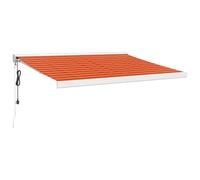 Auvent rétractable en aluminium 3,5 x 2,5 m Orange et marron | Bâche en PU résistante, montage mural, usage extérieur, pour terrasse et balcon