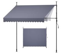 Auvent rétractable manuel, 300 cm, pour l'extérieur, idéal pour protéger une terrasse, avec système de protection solaire. Toile réglable en hauteur, avec manivelle pour un fonctionnement manuel, parf