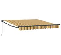 Auvent Rétractable Manuel, Polyester 240 g/m² & Aluminium, Résistant UV & Eau, Fixation Murale, Multicolore, 350 x 250 cm