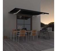 vidaXL Store automatique avec LED & capteur de vent 500x350 cm Anthracite
