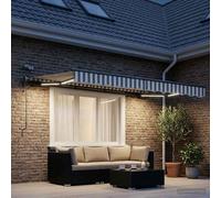 vidaXL, store enroulable, gris clair et blanc, 350 x 250 cm, polyester