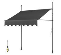 Auvent rétractable pour terrasse - Tissu résistant aux UV - Installation sans perçage pour portes - Gris 1 m - Avec tournevis - Solution d'ombrage parfaite pour l'extérieur