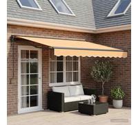 Auvent rétractable Sable 4,5 × 3 m en Polyester et Aluminium, Store banne Manuel avec Bras Robustes, Fixation Murale pour terrasse Jardin Balcon, Protection Contre Soleil Chaleur Pluie Vent