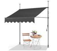 Auvent Rétractable Store Banne de Jardin en Acier Polyester avec Manivelle sans Perçage Auvent Téléscopique Réglable 250x120cm Gris
