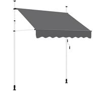 Auvent Rétractable Store Banne Manuel Gris - 200 x 120 cm - Réglable en Hauteur et Inclinaison - Balcon Terrasse Jardin Yaheetech