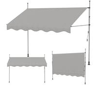 Auvent rétractable - Store Manuel Balcon Exterieur sans Percer avec Marquise Soleil terrasse- Hauteur réglable-Auvents rétractables manuels pour fenêtres, Portes et Jardins,3 × 1,2 m, Gris