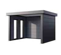 Auvent SINGOLO 3630 + 2 châssis fixes vitrées G sur toute la hauteur - Façade L.358 x l.298 cm - 10,7 m²