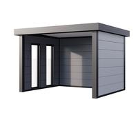 Auvent SINGOLO 3630 + 2 châssis fixes vitrées G sur toute la hauteur - Façade L.358 x l.298 cm - 10,7 m²