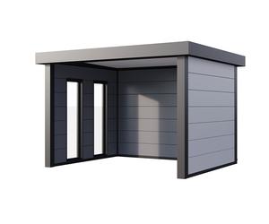 Auvent SINGOLO 3630 + 2 châssis fixes vitrées G sur toute la hauteur - Façade L.358 x l.298 cm - 10,7 m²