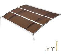 Auvent SucceBuy pour porte d'entrée 150 x 100 cm, design incurvé avec système de drainage et support métallique stable, protection contre la pluie, la neige et le soleil, toit en polycarbonate pour vé