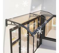 Auvent transparent d'extérieur - Auvent extérieur durable - Couverture de patio en polycarbonate résistant aux UV, 100 x 30 pouces, cadre en aluminium, protection contre la pluie et la neige
