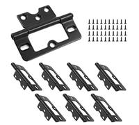 Auvotuis Lot de 8 charnières de porte plates modernes en fer sans mortaise pour armoire Noir 7,6 cm