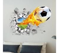 AUVS® 3D Amovibles Briser Le Mur Autocollant Vinyle Stickers Muraux/Mur Peintures, Art Autocollants Décorateur 9265 Flying Fire Football (50x70cm)