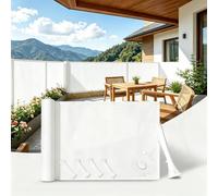 AUWUUA Balcon Brise Vue Blanc 90x670cm Cache Vue Balcon Extérieur PES 220 g/m², Terrasse Paravent Couverture Paravent de Balcons avec Oeillets, Protection UV,Coupe-Vent et Imperméable
