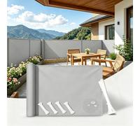 AUWUUA Balcon Brise Vue Gris Clair 40x470cm Cache Vue Balcon Extérieur PES 220 g/m², Terrasse Paravent Couverture Paravent de Balcons avec Oeillets, Protection UV,Coupe-Vent et Imperméable