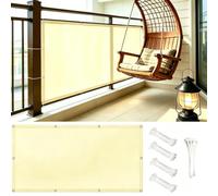 AUWUUA Brise Vue Balcon 50x120cm Brise Vue Terrasse Exterieur, 220g/㎡ PES Protection UV Opaque Résistant aux Contre Vent Filet Occultant avec Serre-câbles pour Patio Terrasse Jardin, Jaune Sable
