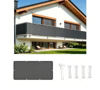 AUWUUA Brise Vue Balcon Exterieur 65x250cm Imperméable Cache Vue Balcon 220g/㎡ PES Protection UV Coupe-Vent Couverture de Écran Jardin avec Œillets et Attaches pour Terrasse Jardin, Gris Foncé