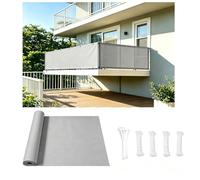 AUWUUA Brise Vue Balcon Extérieur 80x150cm PES (220g/㎡) Opaque Vent Protection UV Brise Vue Terrasse avec œillets Cordons pour Exterieur Balcon Garde-Corps Clôture de Jardin Piscine, Gris Clair