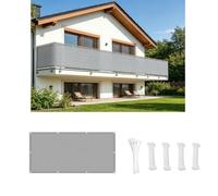 AUWUUA Brise Vue Balcon Exterieur 80x350cm Imperméable Cache Vue Balcon 220g/㎡ PES Protection UV Coupe-Vent Couverture de Écran Jardin avec Œillets et Attaches pour Terrasse Jardin, Gris Clair