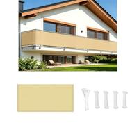 AUWUUA Brise Vue Balcon Exterieur 80x900cm Imperméable Cache Vue Balcon 220g/㎡ PES Protection UV Coupe-Vent Couverture de Écran Jardin avec Œillets et Attaches pour Terrasse Jardin, Jaune Sable