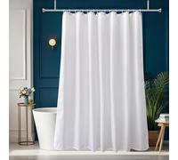 AUWUUA Rideau de Douche Blanc 130 x 180 cm (L x H), en Polyester imperméable uni, léger et de qualité hôtelière, avec Crochets.