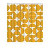 AUWUUA Rideau de Douche Jaune Orange Motif Cercles du Milieu du siècle 180 x 240 cm, Art géométrique Abstrait Moderne, Rideau de Bain Simple et rétro, Accessoires de Salle de Bain imperméables