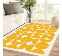 AUWUUA Tapis Jaune à Motifs géométriques 200 x 280 cm, Lavable Tapis antidérapant pour Salon, Chambre, Bureau, Salle à Manger et décoration intérieure. Fin.