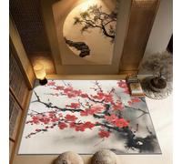 AUWUUA Tapis Plum Blossom 40x60cm Tapis Japonais à Motif de Fleurs de Cerisier, pour entrée, Moquette asiatiques orientaux lavables pour décoration Chambre, Tapis de Sol antidérapant et Fin.
