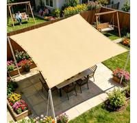 AUWUUA Voile D'ombrage Rectangulaire 3.7x5.2m Imperméable Toile ombrage Extérieur, PES 220g/㎡ avec 98% Protection UV avec Oeillets Cordons pour Jardin Terrasse Pergola Camping, Jaune Sable