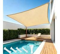 AUWUUA Voile d'ombrage Rectangulaire 3x2.5M Toile Ombrage Exterieur, Voile d'ombrage Jardin Imperméable, Polyester PES avec 95% Protection UV pour Pergola Terrasse Piscine Serre, Jaune Sable