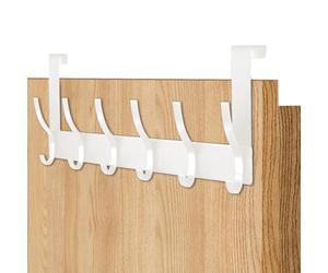 AUXHCYL Cintre au-dessus de la porte, universel, peu encombrant, crochet au-dessus de la porte, sans percer, barre à crochets au dessus la porte pour suspendre manteau, serviette, vêtements(Blanc)