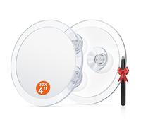 Auxmir Miroir Grossissant 30X avec 3 Ventouses Portable, Diamètre 10cm | Miroir de poche léger et compact pour maquillage, épilation et élimination points noirs, pince à épiler incluse