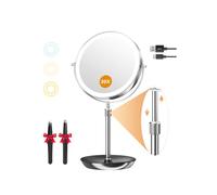 Auxmir Miroir Grossissant Lumineux 3000mAh, Hauteur Réglable, Argenté | Grossissement 30X pour sourcils, eye-liner et soins du visage, 3 modes d'éclairage pour un maquillage précis à tout moment