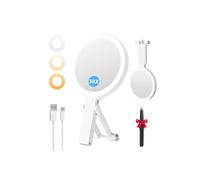 Auxmir Miroir Grossissant Lumineux Double Face 30X/1X Rechargeable | Batterie 2000 mAh, 3 modes d'éclairage, luminosité réglable, miroir de maquillage compact pour voyage, bureau et chambre