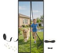 Auxmir Moustiquaire Porte Fênetre Magnétique 90x220cm, Rideau Anti Mouches Aimantée Maille Ultra Fine, Moustiquaire Baie Vitree Coulissante Sans Perçage avec Ruban Adhésif, Fermeture Automatique