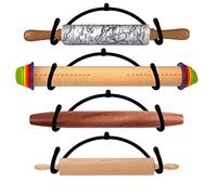AUXPhome - Lot de 4 Porte-Rouleaux à pâtisserie - Support Mural en Fer Noir pour Bouteilles - Organiseur Multifonction