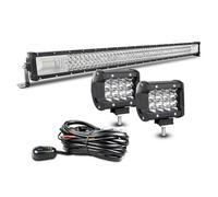 AUXTINGS 106cm 540W 3 rangées Barre Rampe LED,2X 10cm Phare de Travail LED 12V Projecteur LED Etanche Feux Antibrouillard LED Feux de Travail avec câblage pour Voiture Camion Tracteur SUV Bateau,IP67