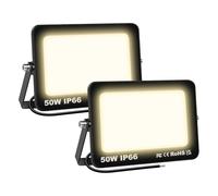 AUXTINGS 2 Pièces 50W Projecteurs LED Extérieur,5000lm Eclairage de Sécurité Spot LED Extérieur,Blanc Chaud 4000K Lumineuse Lampe pour Entrepôt Garage Jardin Stade Arrière-cour,175V-260V Imperméable