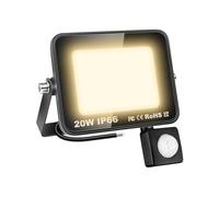 AUXTINGS 20W Avec Détecteur de Mouvement PIR, Lampe de Sécurité Projecteur à LED, Lumières Exterieur 2000 Lumens 4000K Blanc Chaud, Spot LED Extérieur étanche IP66 pour Jardin,Garage,Véranda