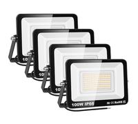 AUXTINGS 4 Pièces 100W Projecteurs LED Extérieur,10000lm Eclairage de Sécurité Spot LED Extérieur,6000K Blanc étanche Lumineuse Lampe pour Entrepôt Garage Jardin Stade Arrière-cour,175V-260V IP66