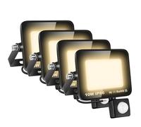 AUXTINGS 4 Pièces 10W Lampe de Sécurité Projecteur à LED Avec Détecteur de Mouvement PIR,1000 Lumens 4000K Blanc Chaud Lumières Exterieur,LED Extérieur étanche pour Jardin,Garage,Véranda,Patio,Cortile