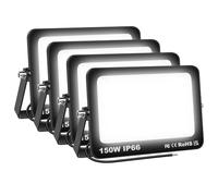 AUXTINGS 4 Pièces 150W Projecteurs LED Extérieur,15000lm Eclairage de Sécurité Spot LED Extérieur,6000K Blanc étanche Lumineuse Lampe pour Entrepôt Garage Jardin Stade Arrière-cour,IP66 Imperméable