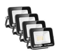 AUXTINGS 4 Pièces 20W Projecteurs LED Extérieur,2000lm Eclairage de Sécurité Spot LED Extérieur,6000K Blanc étanche Lumineuse Lampe pour Entrepôt Garage Jardin Stade Arrière-cour,175V-260V IP66