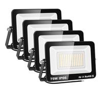 AUXTINGS 4 Pièces 75W Projecteurs LED Extérieur,7500lm Eclairage de Sécurité Spot LED Extérieur,6000K Blanc étanche Lumineuse Lampe pour Entrepôt Garage Jardin Stade Arrière-cour,175V-260V IP66
