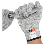 AUYAO Gants Anti-Coupures Professionnels Haute Protection, Gants de Travail de Sécurité pour Cuisine Gant Huitre Protection, Gants pour Ouvrir Huitres de Niveau 5 (Gris Chiné-20cm)
