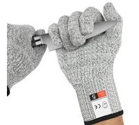 AUYAO Gants Anti-Coupures Professionnels Haute Protection, Gants de Travail de Sécurité pour Cuisine Gant Huitre Protection, Gants pour Ouvrir Huitres de Niveau 5 (Gris Chiné-26cm)