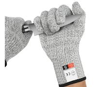 AUYAO Gants Anti-Coupures Professionnels Haute Protection, Gants de Travail de Sécurité pour Cuisine Gant Huitre Protection, Gants pour Ouvrir Huitres de Niveau 5 (Gris Chiné-24cm)